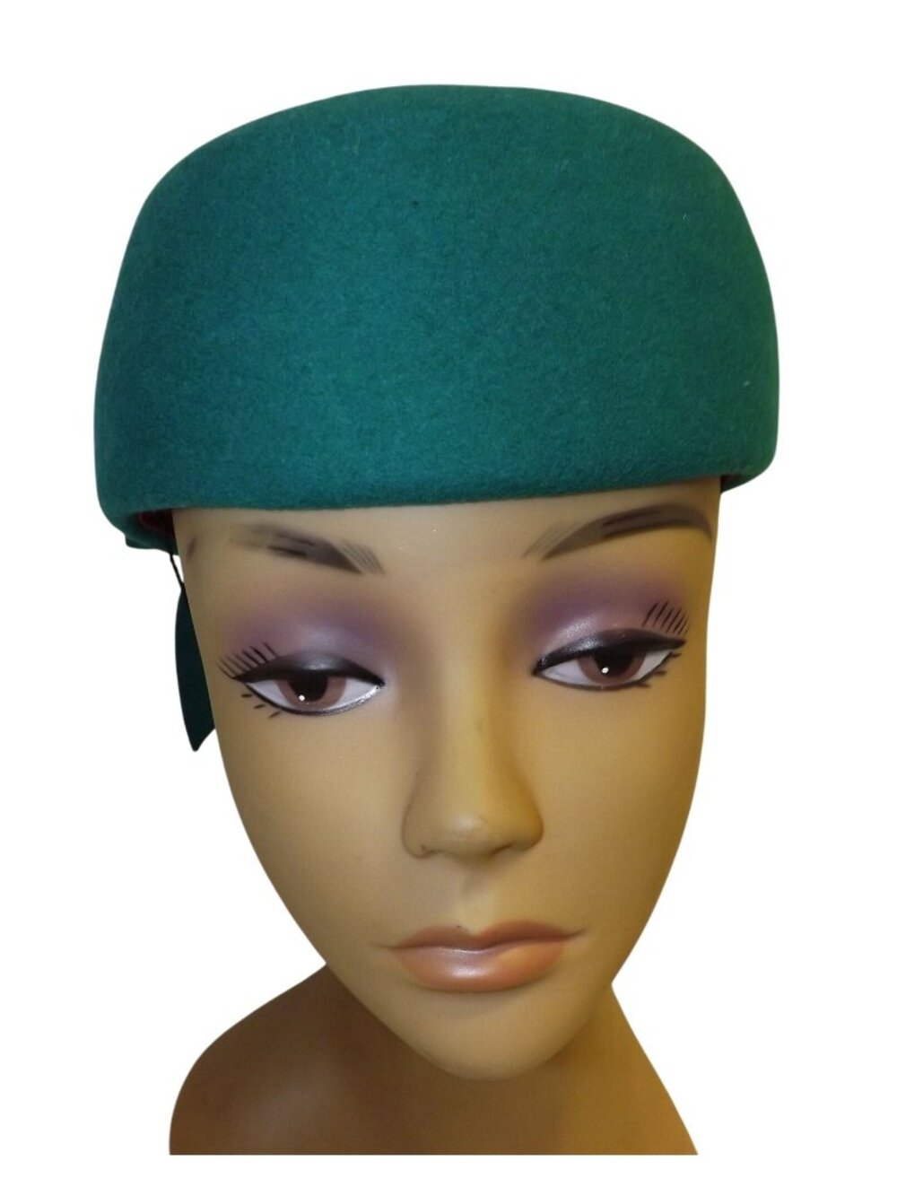 Michael Howard Wool Emerald Green Felt Pillbox Hat Girl Scout Distinctive W Bow